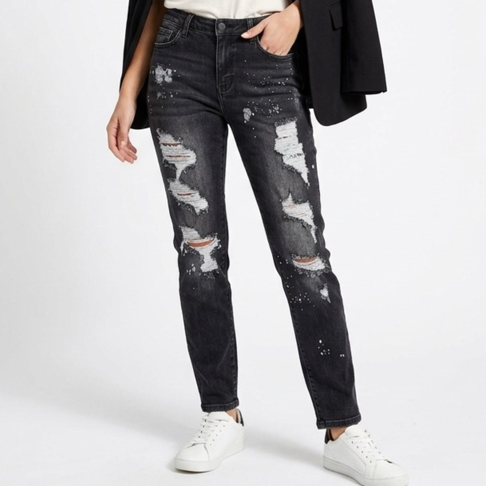 Judy Blue Black Distressed boyfriend fit Jeans